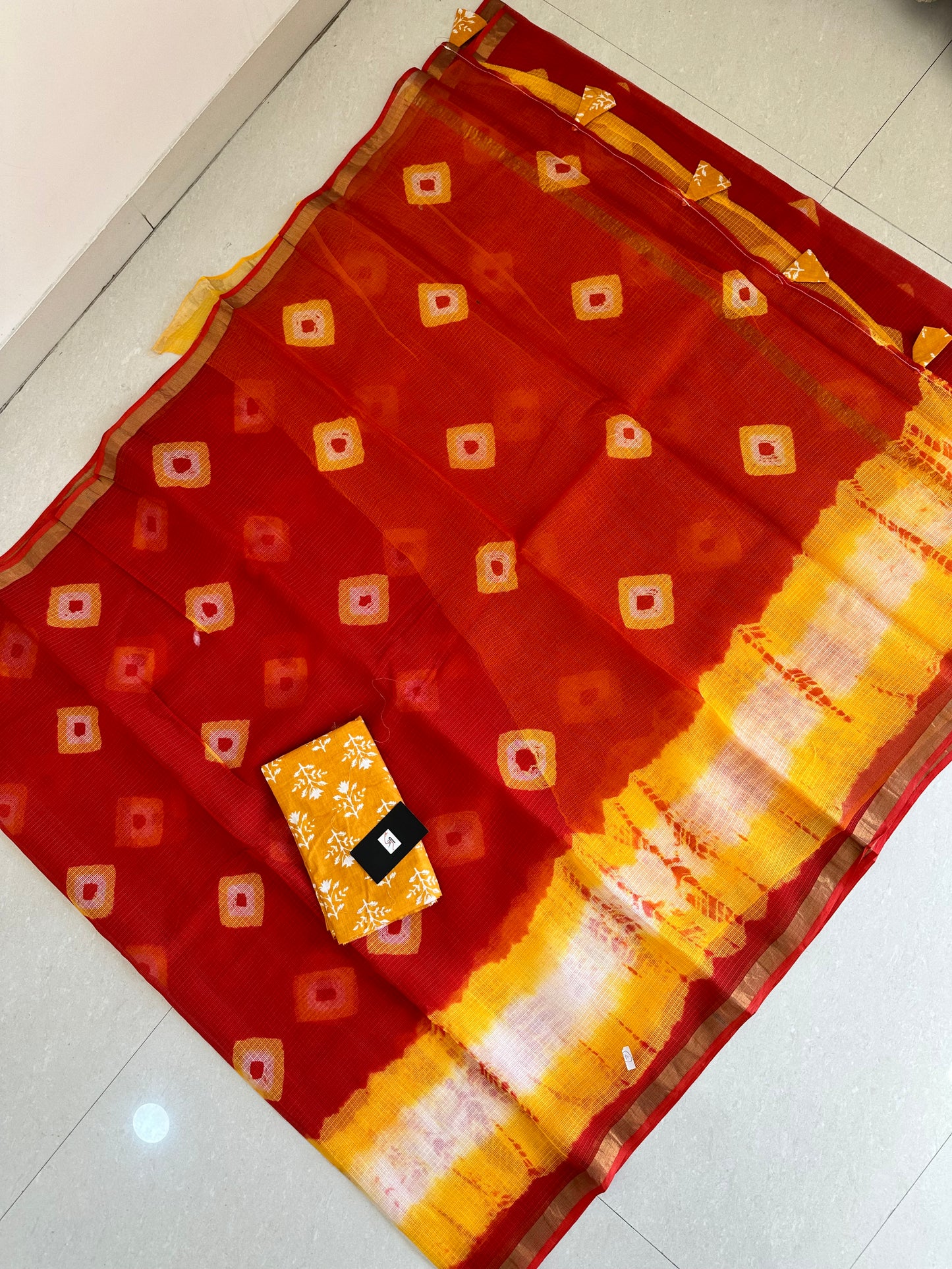 HandBlock Printed Pure Kota Cotton Doria Saree