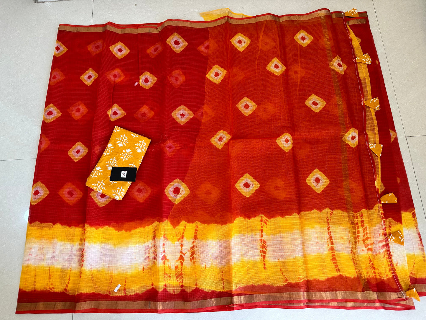 HandBlock Printed Pure Kota Cotton Doria Saree