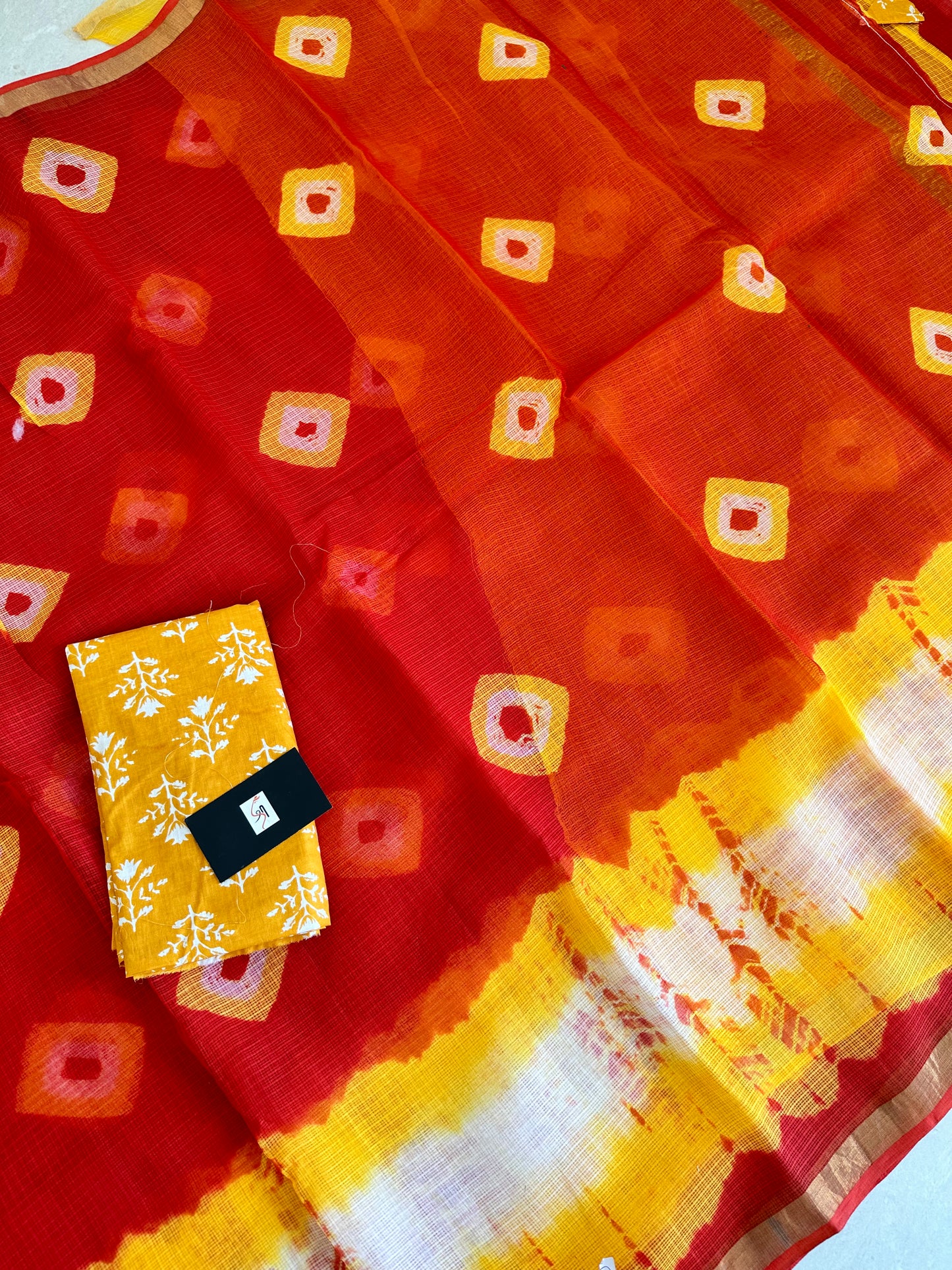 HandBlock Printed Pure Kota Cotton Doria Saree