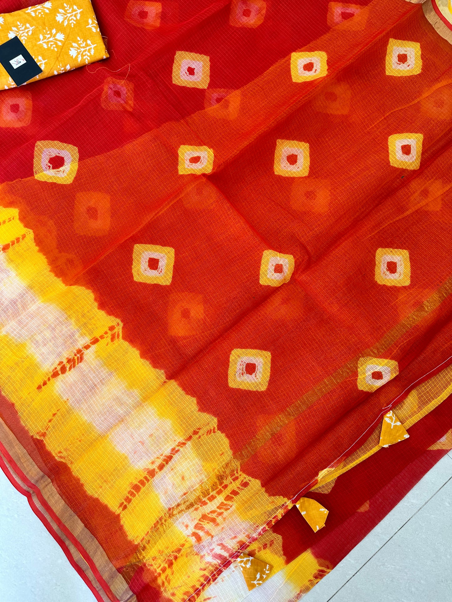 HandBlock Printed Pure Kota Cotton Doria Saree