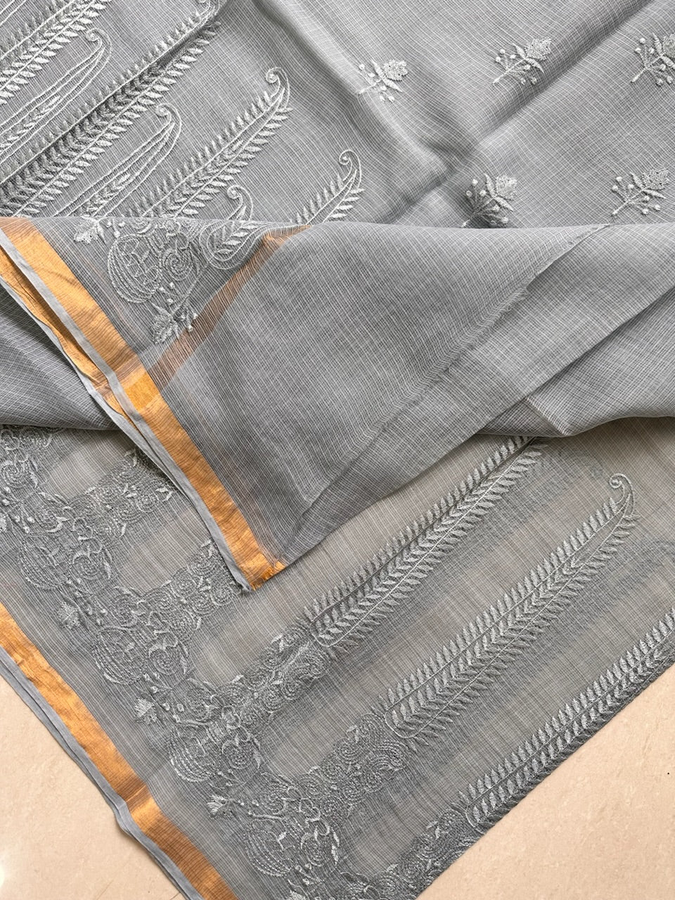 Pure Embroidered Kota Cotton Doria Saree