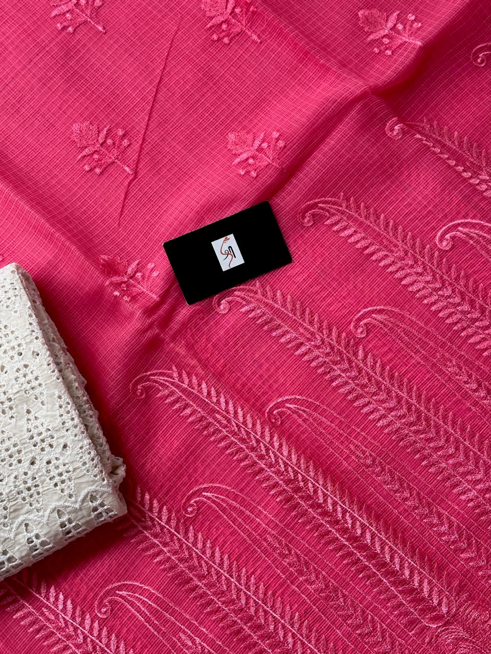 Pure Embroidered Kota Cotton Doria Saree