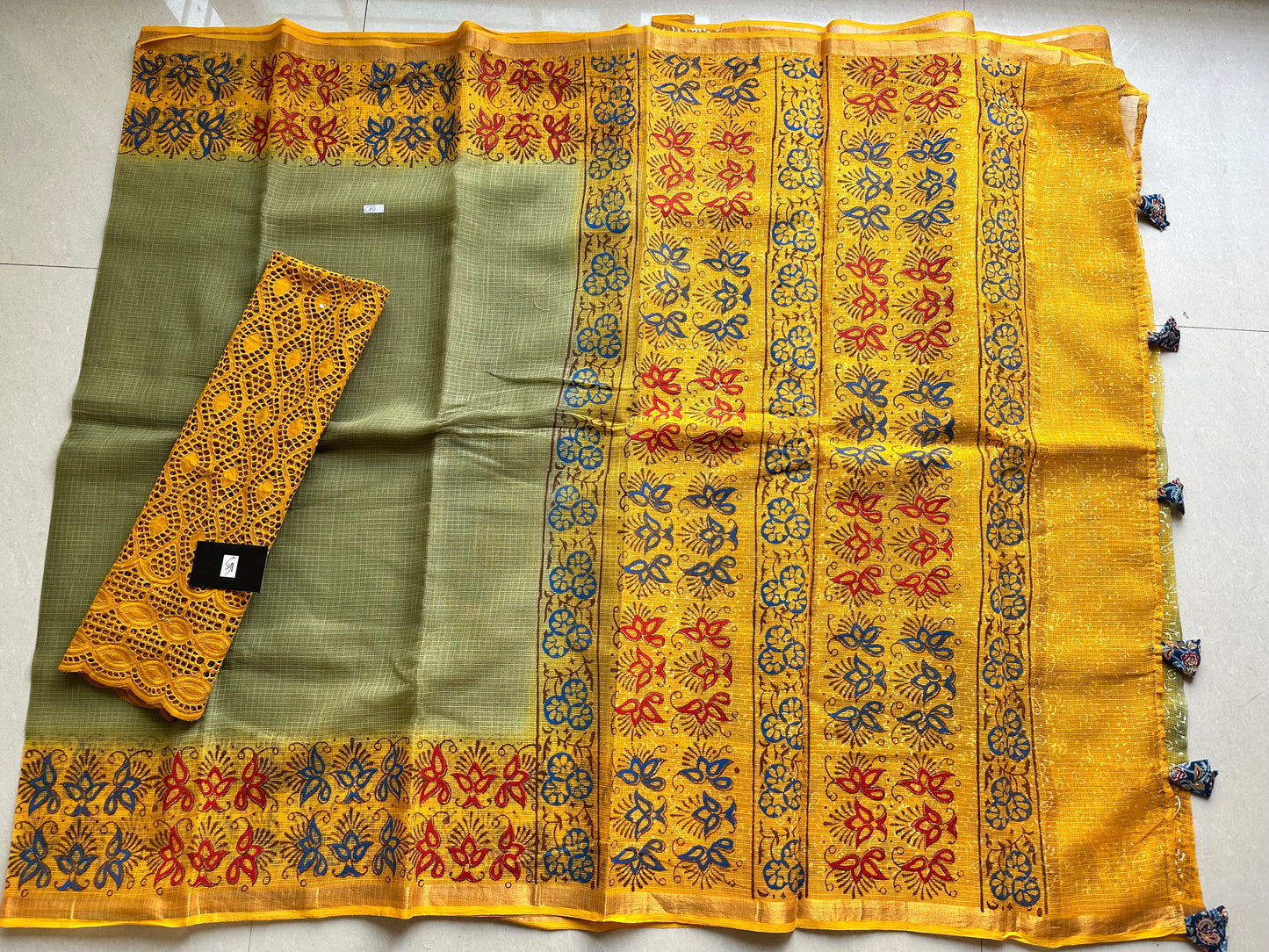 HandBlock Printed Pure Kota Cotton Doria Saree