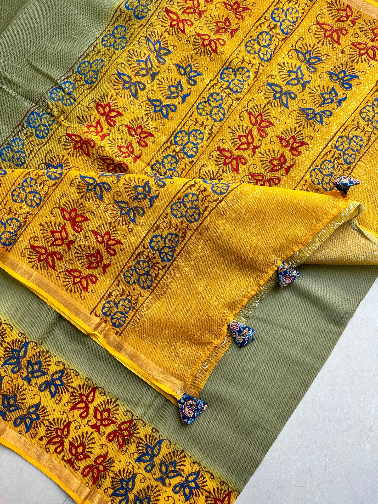 HandBlock Printed Pure Kota Cotton Doria Saree