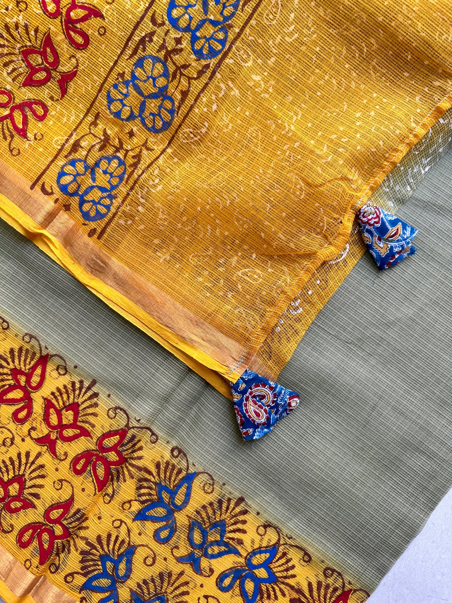 HandBlock Printed Pure Kota Cotton Doria Saree