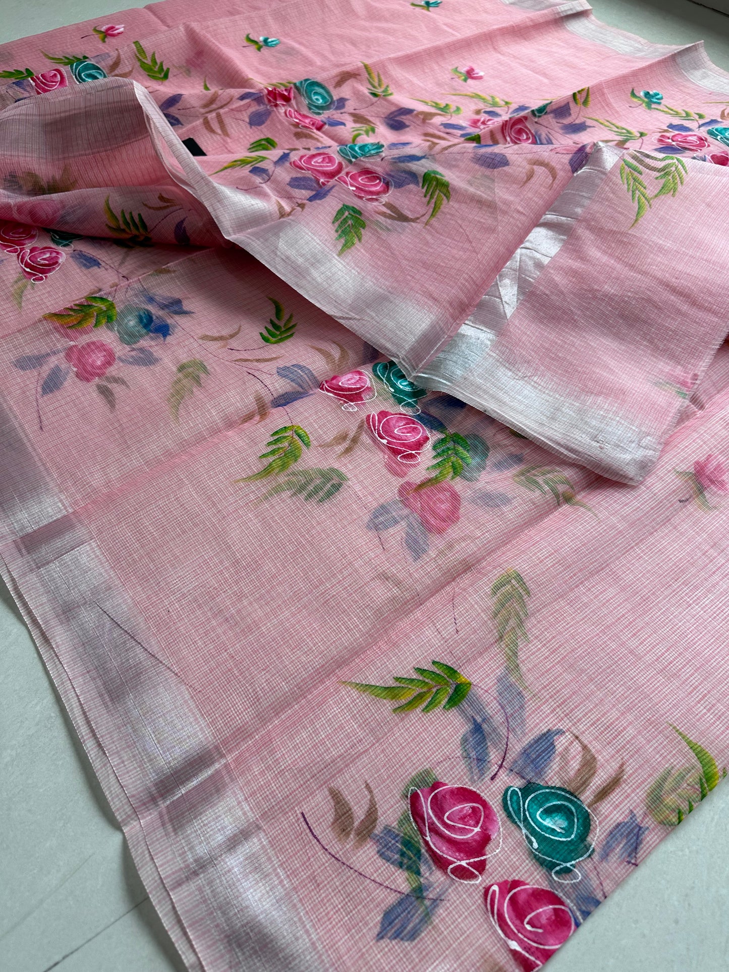 Handpainted Kota Cotton Doria Saree