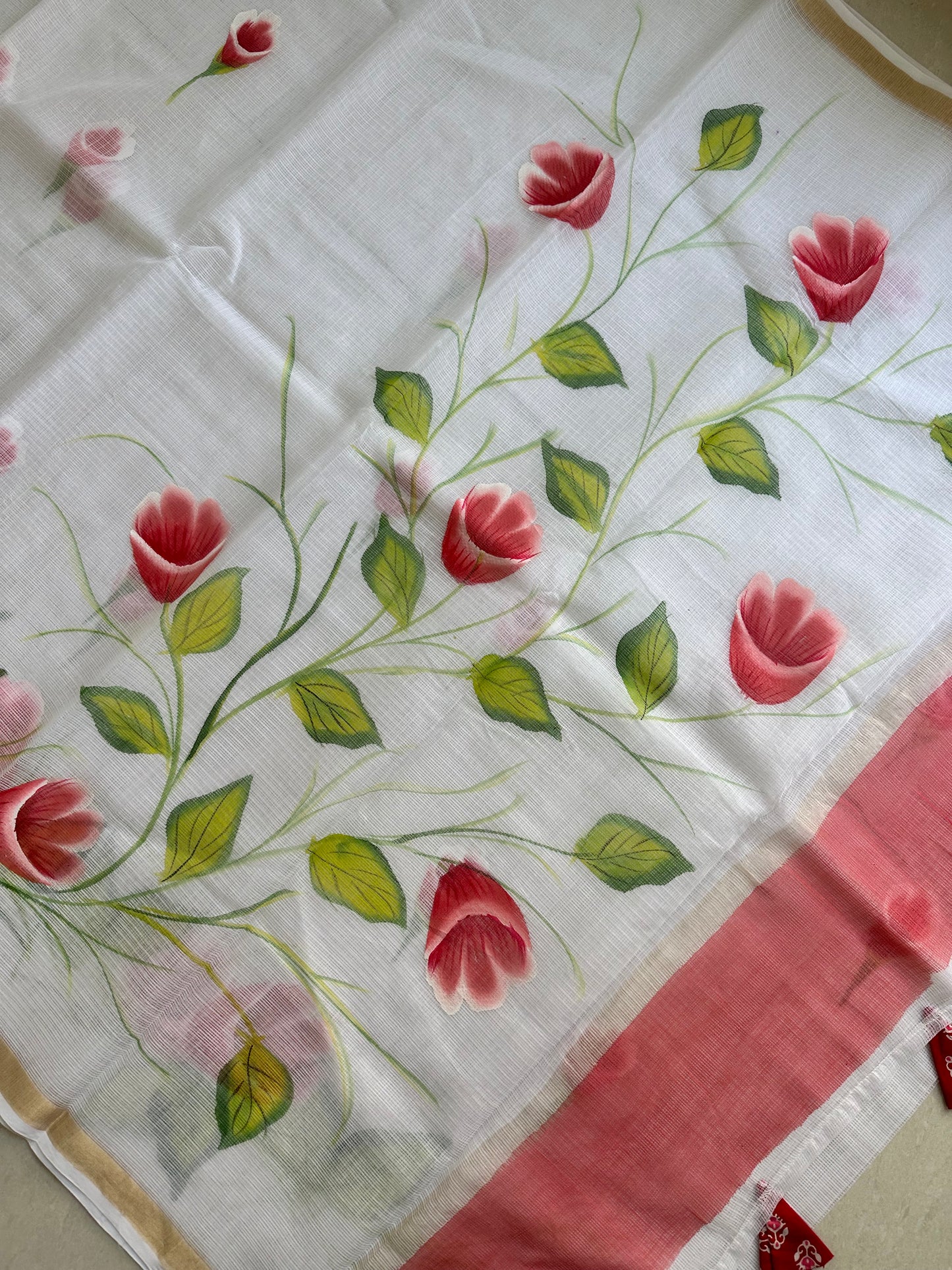 Handpainted Pure Kota Cotton Doria Saree