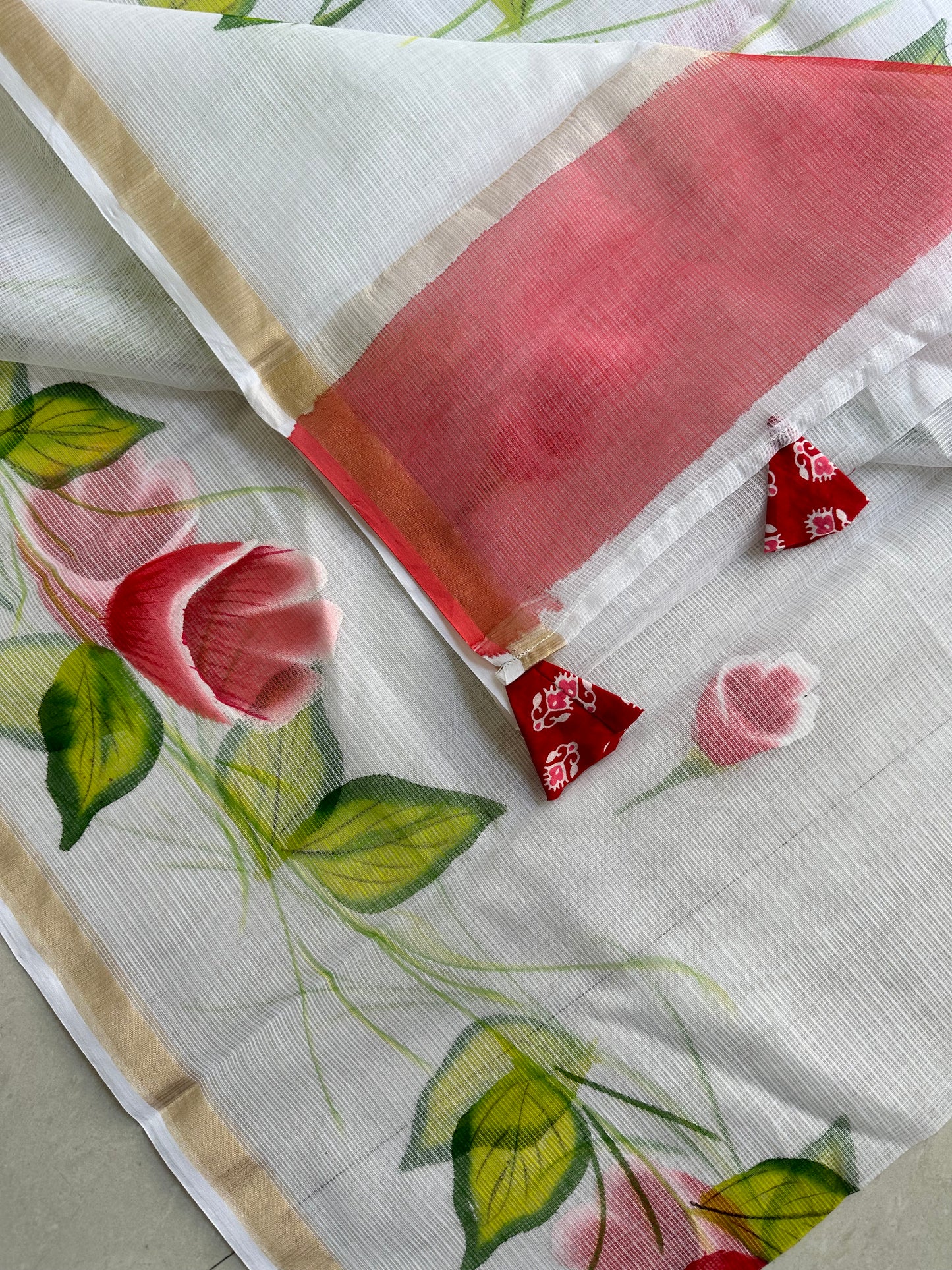 Handpainted Pure Kota Cotton Doria Saree