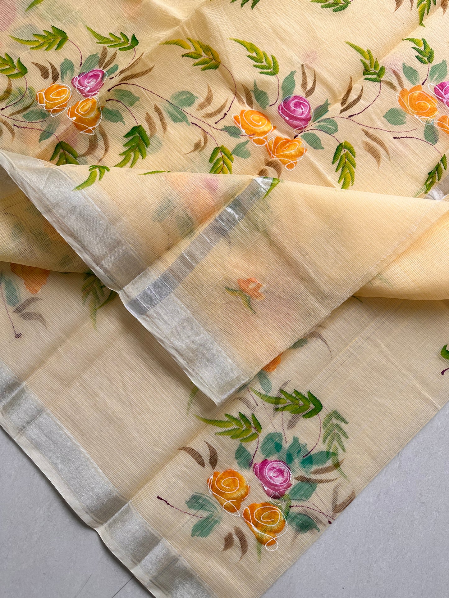 Handpainted Kota Cotton Doria Saree