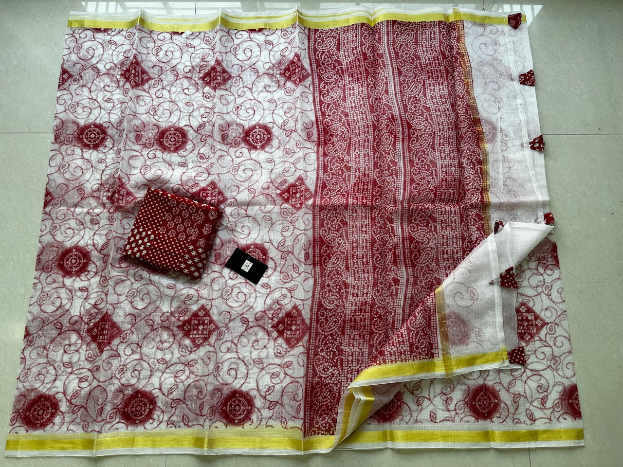 HandBlock Printed Kota Cotton Doria Saree