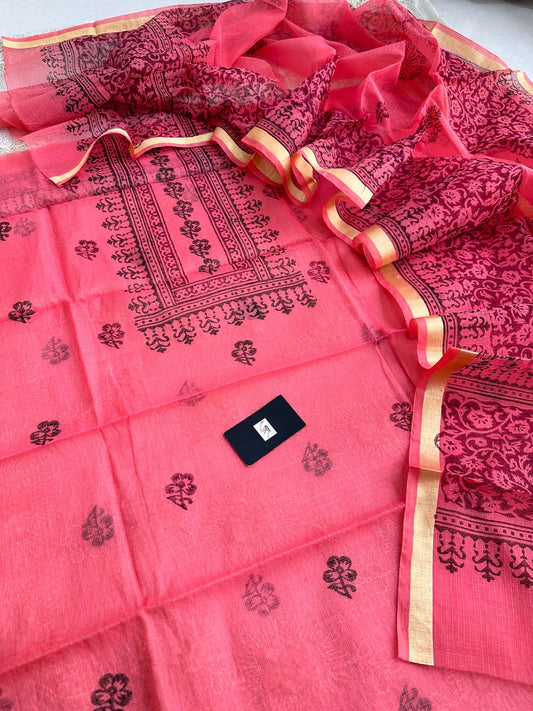 Handblock Printed Kota Cotton Doria  Top N Dupatta (Suit)