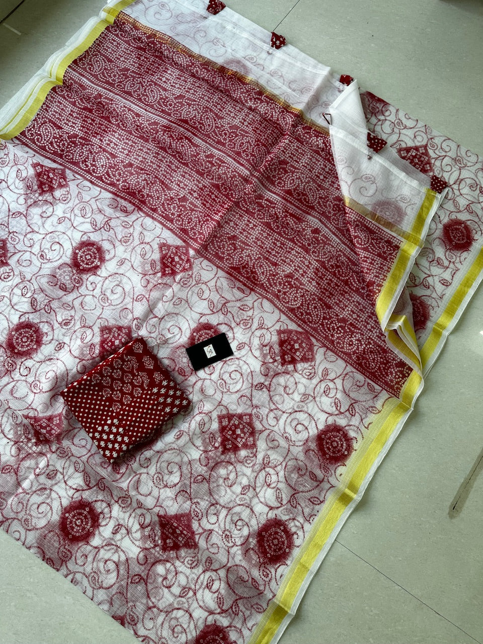 HandBlock Printed Kota Cotton Doria Saree