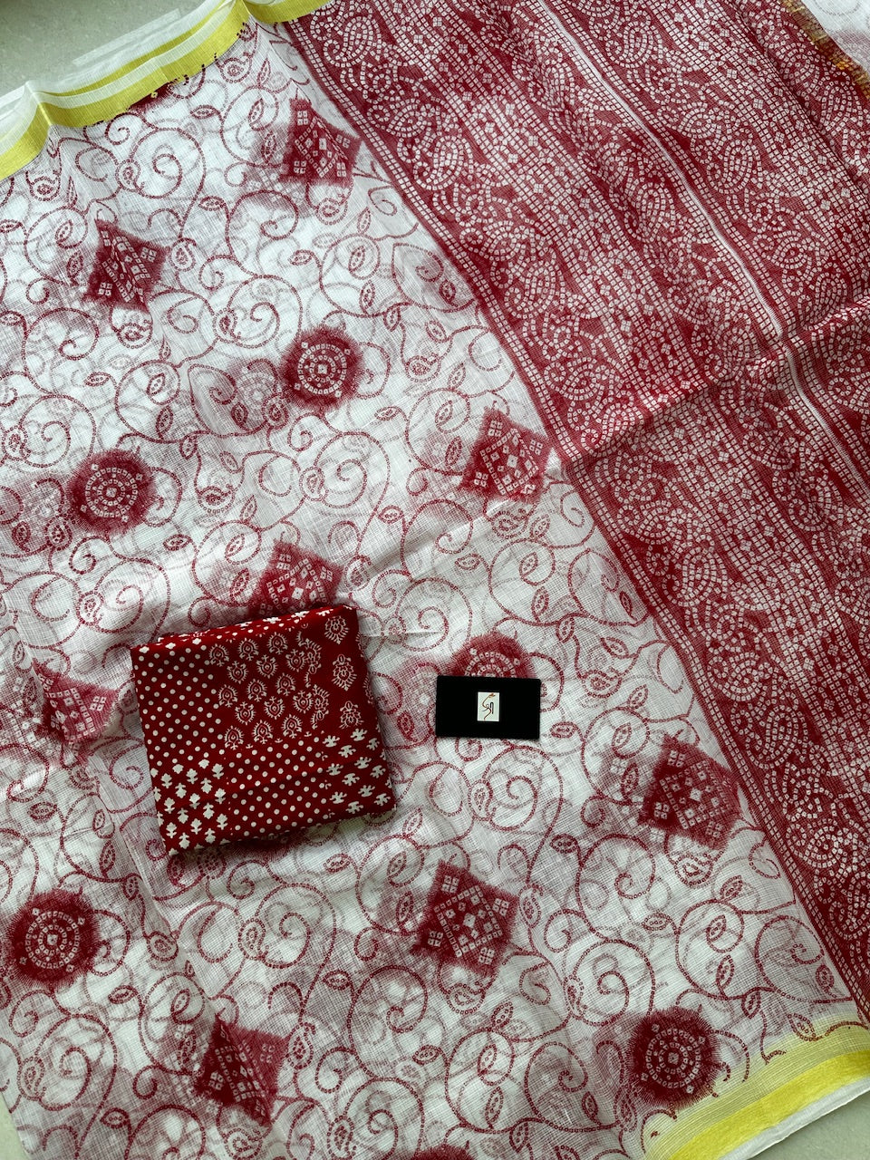 HandBlock Printed Kota Cotton Doria Saree