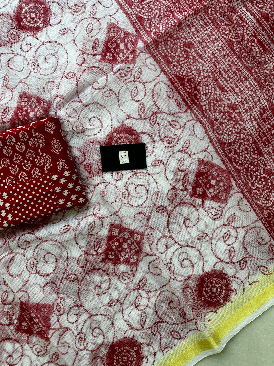 HandBlock Printed Kota Cotton Doria Saree