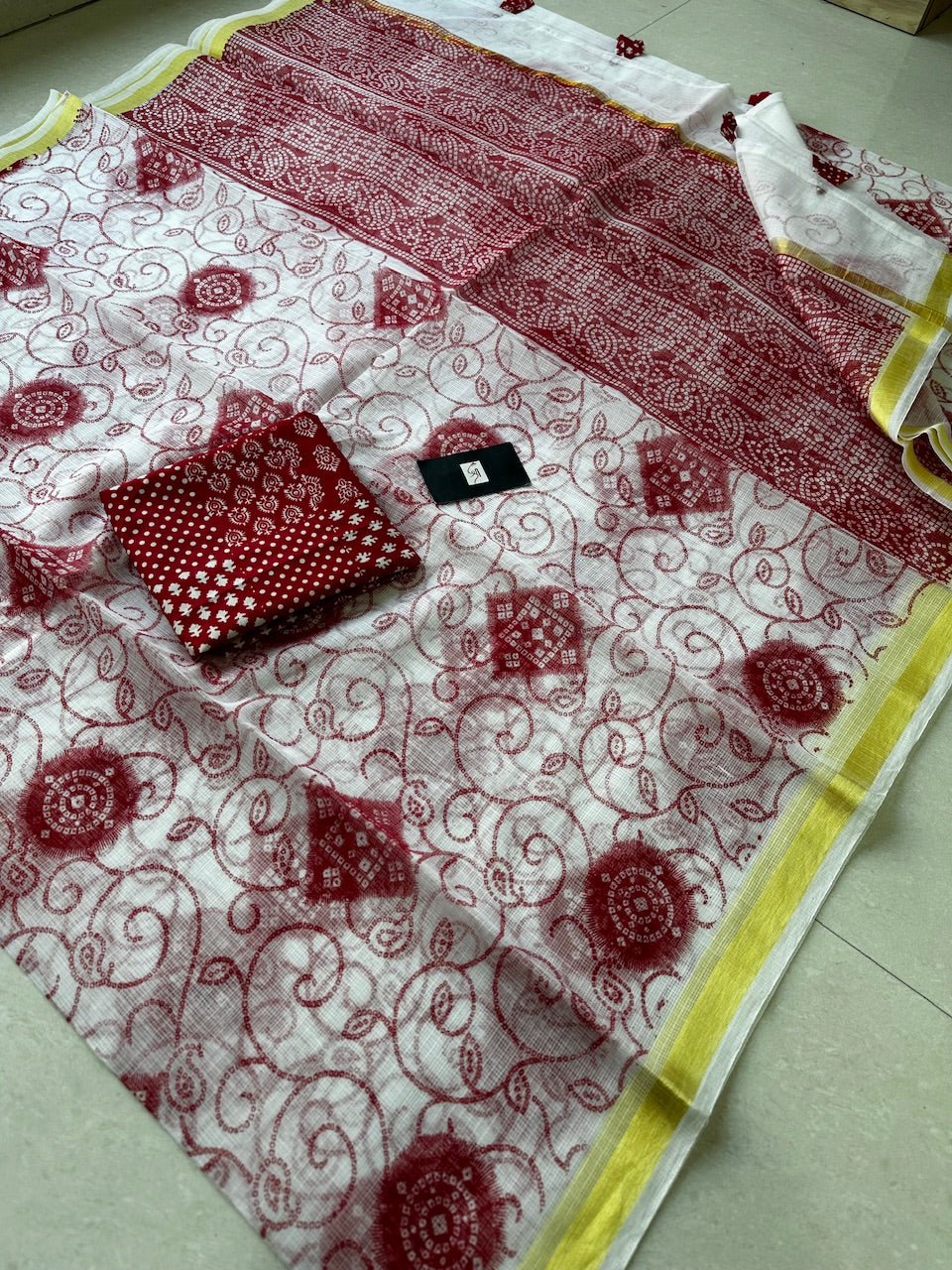 HandBlock Printed Kota Cotton Doria Saree