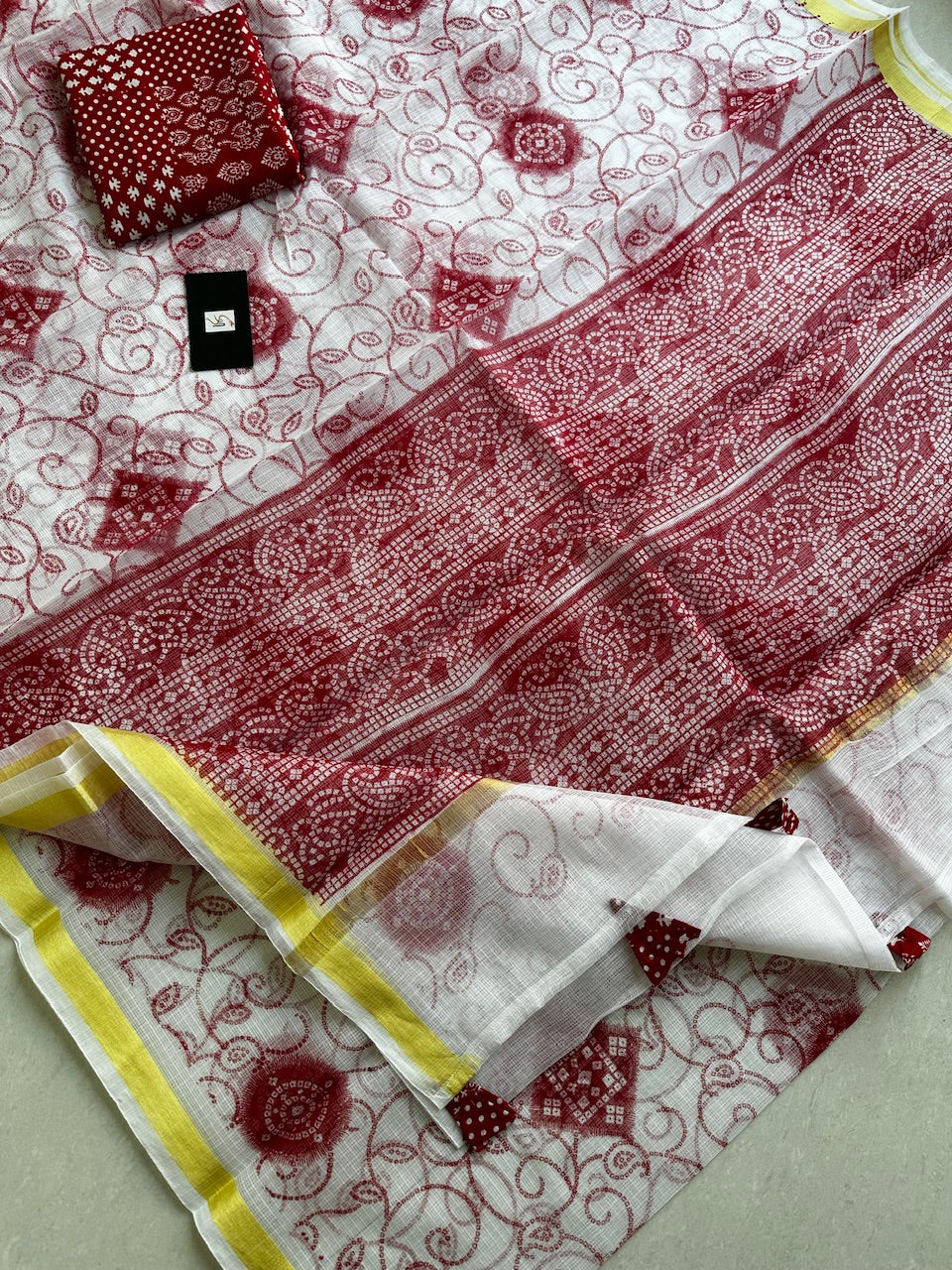 HandBlock Printed Kota Cotton Doria Saree