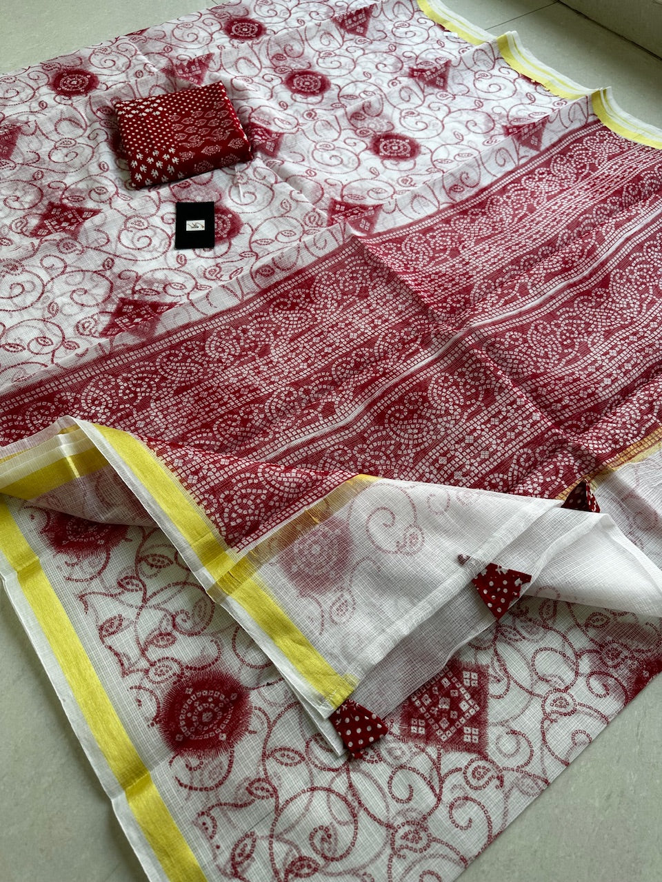 HandBlock Printed Kota Cotton Doria Saree