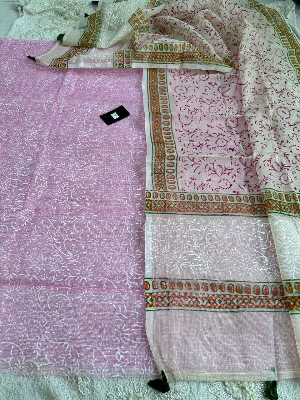 HandBlock Printed Kota Cotton Doria Top N Dupatta