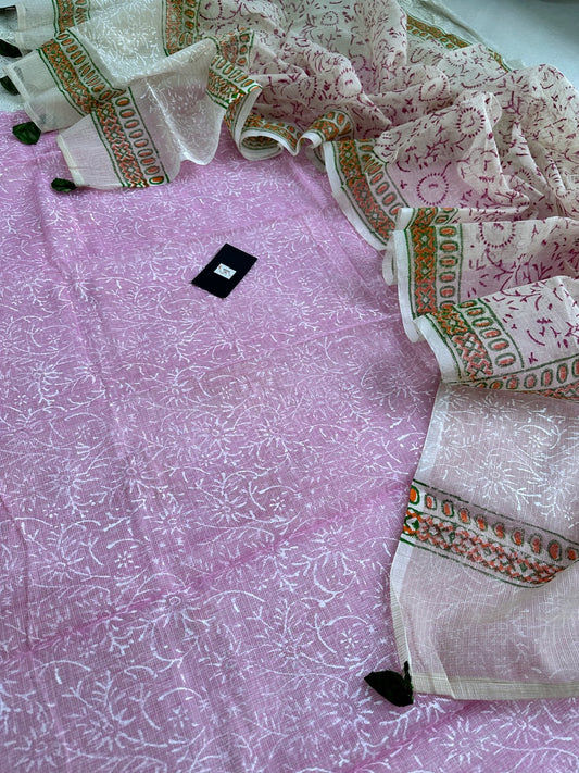 HandBlock Printed Kota Cotton Doria Top N Dupatta