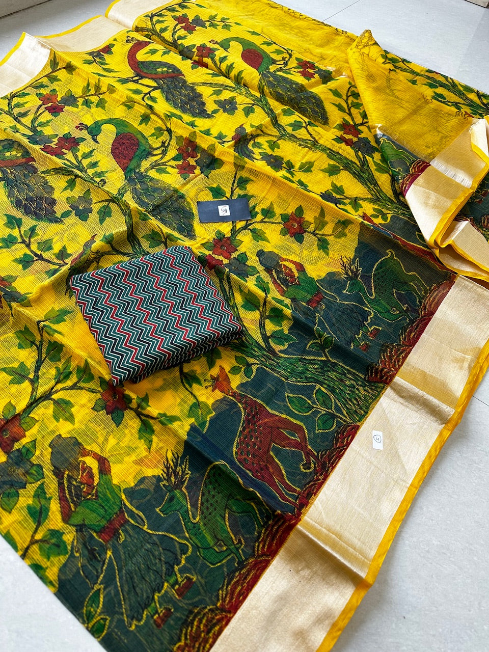 Digital Printed Kota Cotton Doria Saree