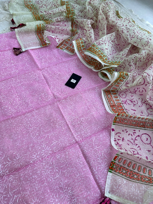 HandBlock Printed Kota Cotton Doria Top N Dupatta