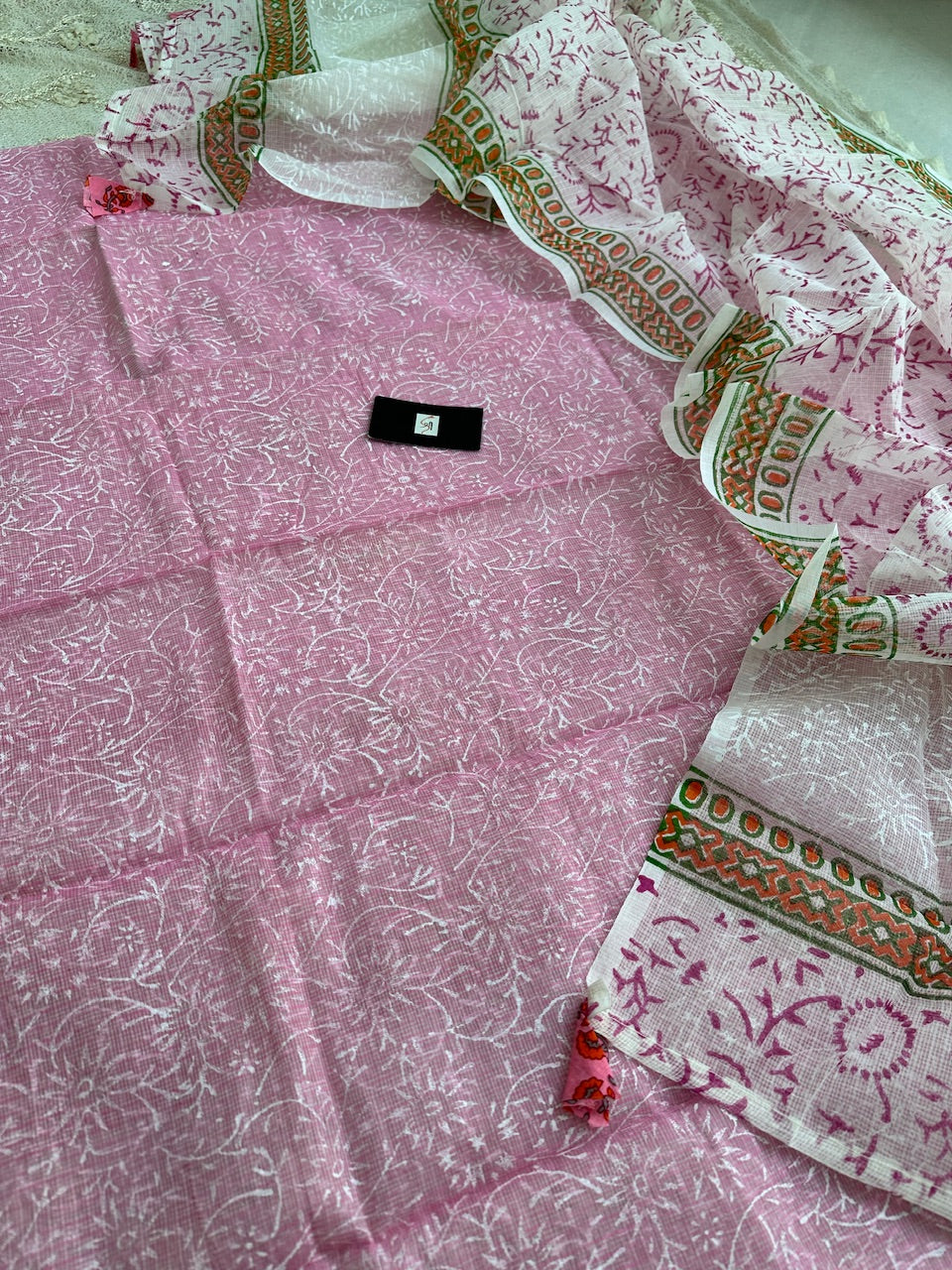 HandBlock Printed Kota Cotton Doria Top N Dupatta