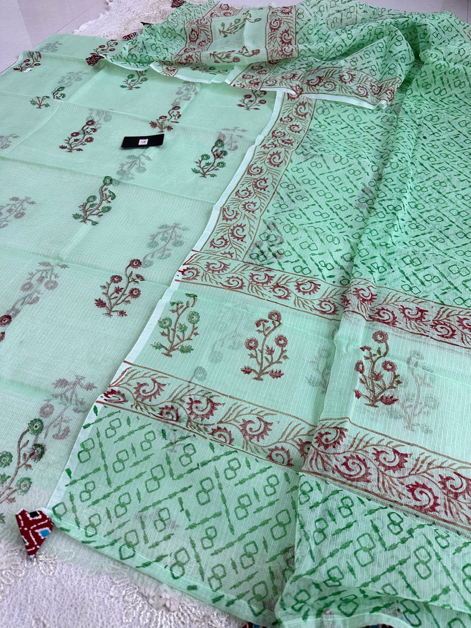 HandBlock Printed Kota Cotton Doria Top N Dupatta (Suit)