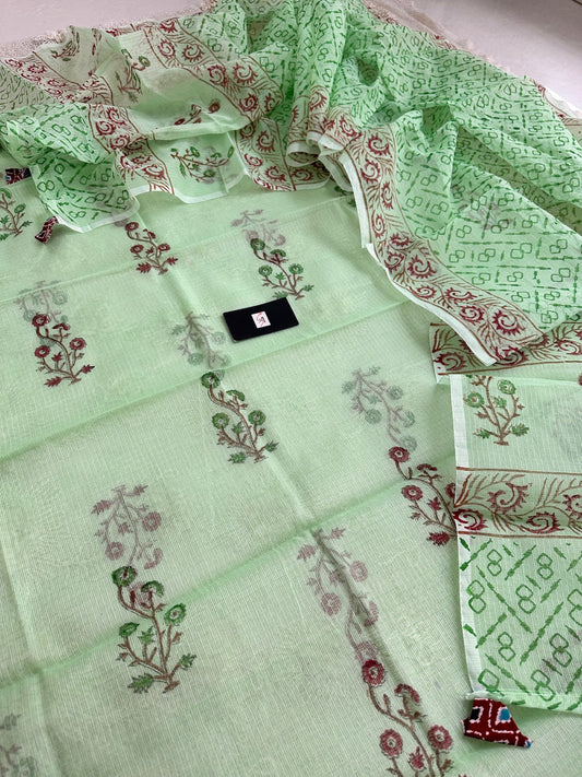 HandBlock Printed Kota Cotton Doria Top N Dupatta (Suit)