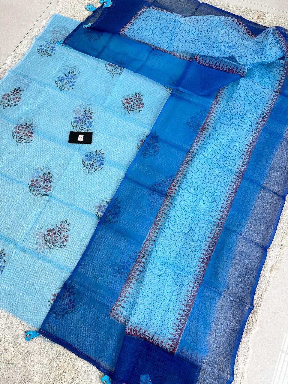 HandBlock Printed Kota Cotton Doria Top N Dupatta