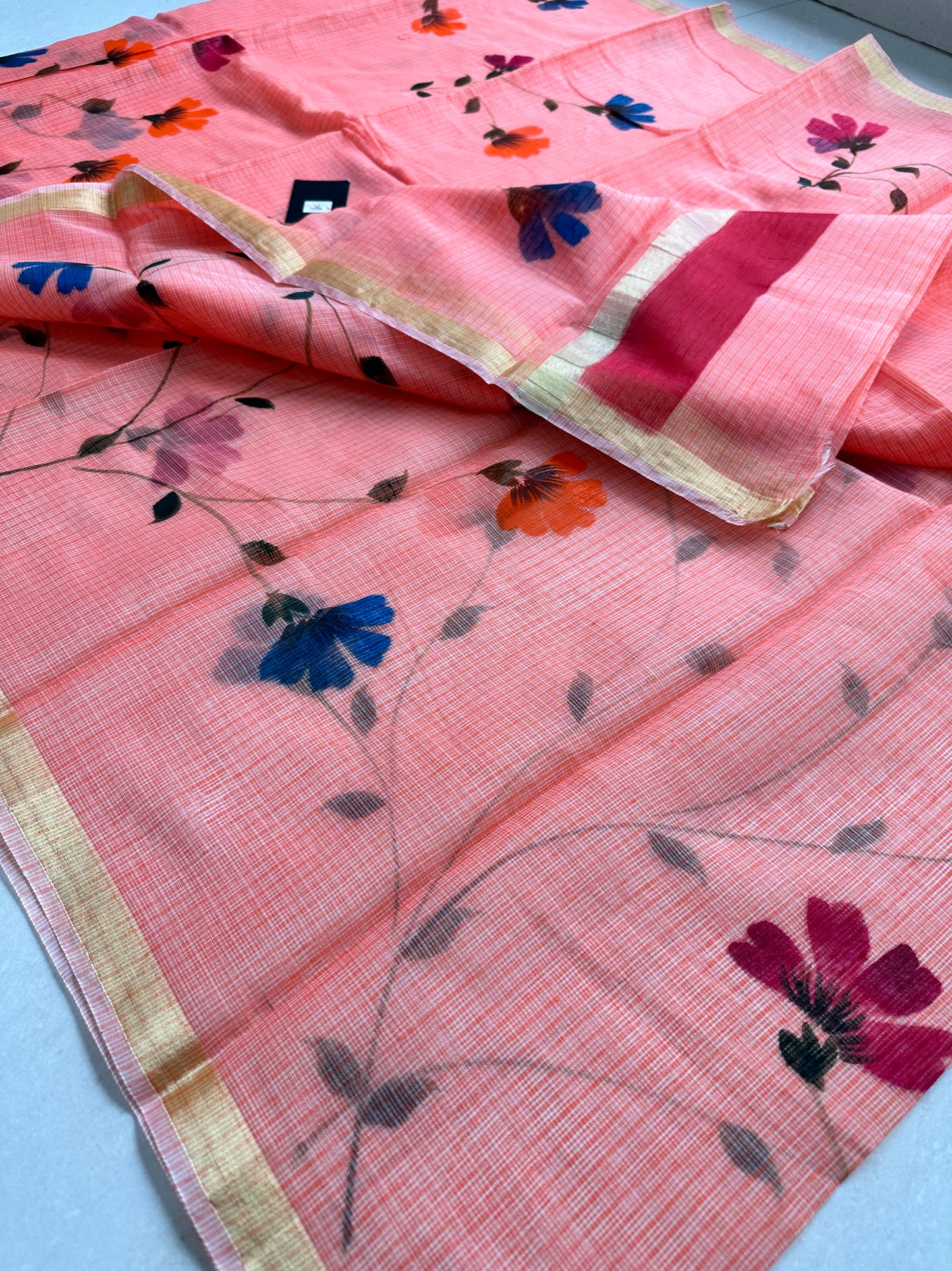 Handpainted Kota Cotton Doria Saree