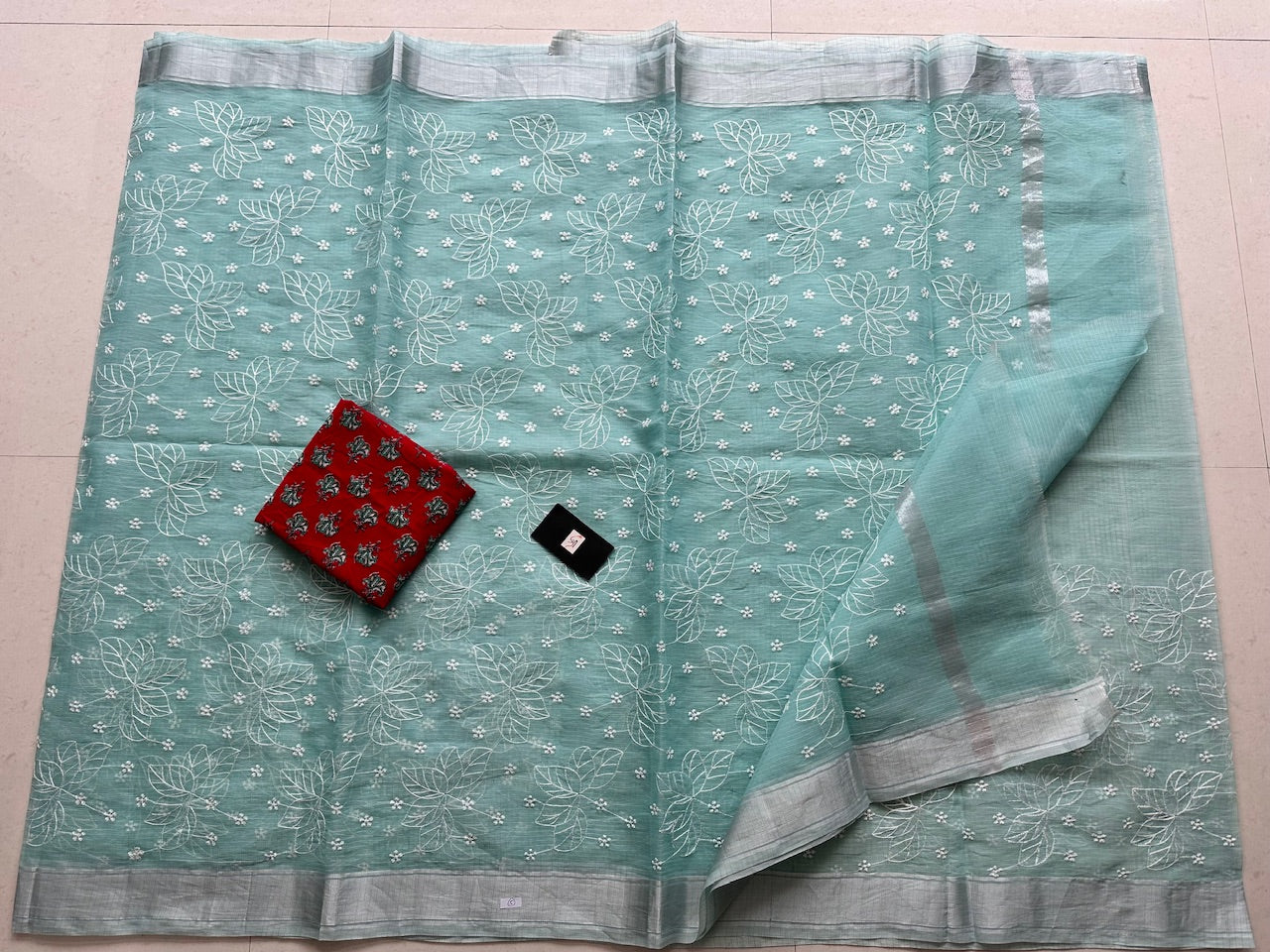 Embroidered Kota Cotton Doria Saree