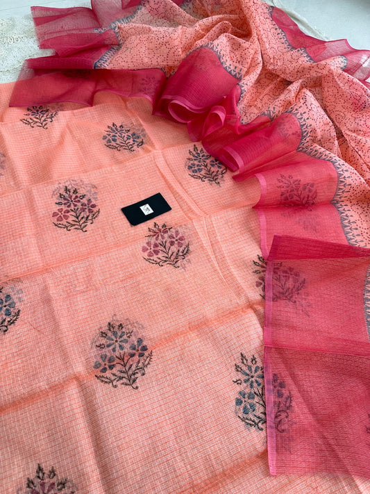 HandBlock Printed Kota Cotton Doria Top N Dupatta