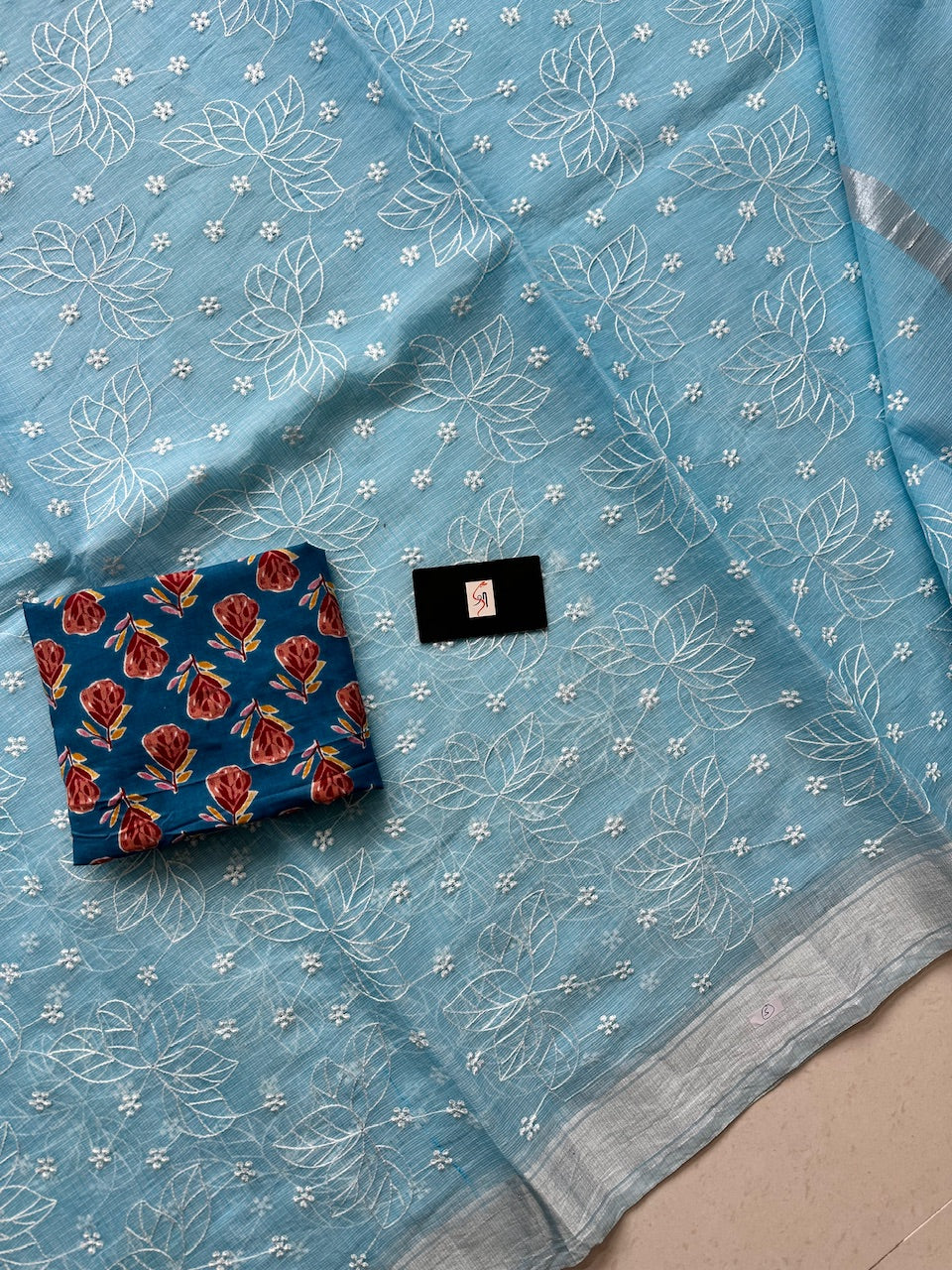 Embroidered Kota Cotton Doria Saree