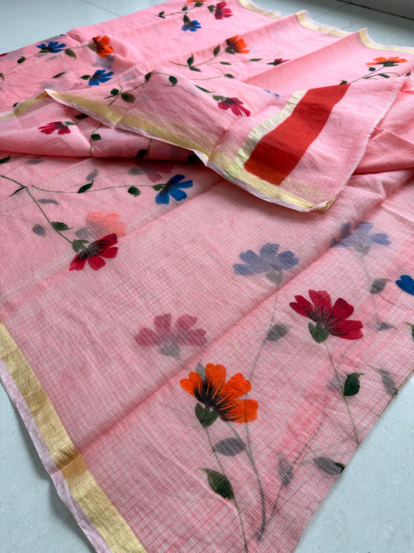 Handpainted Kota Cotton Doria Saree