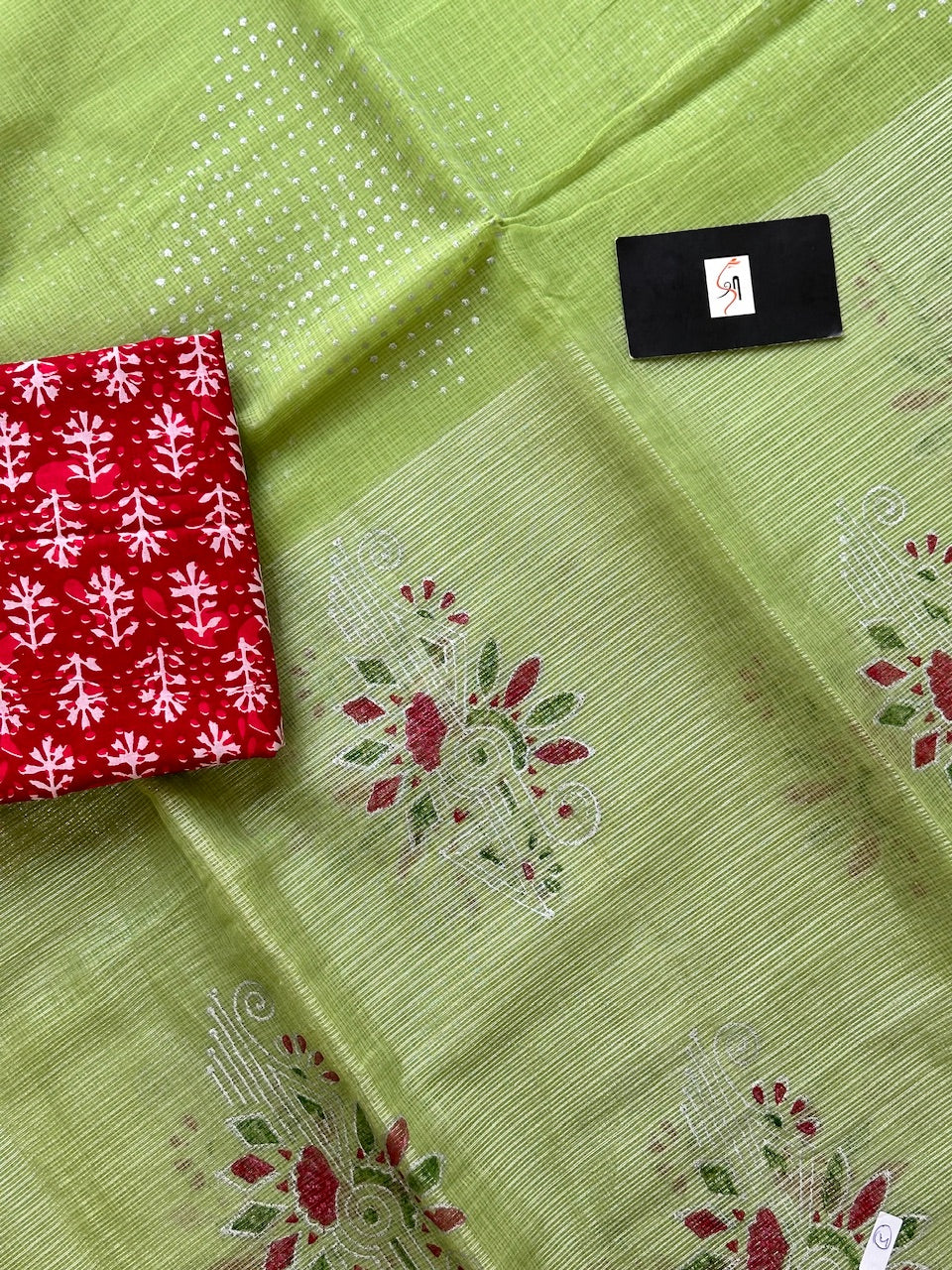 HandBlock Printed Kota Cotton Doria Tissue Saree