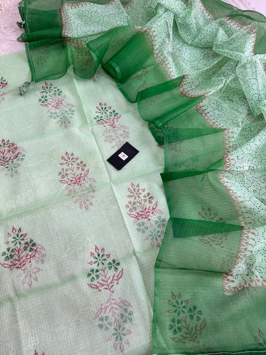 HandBlock Printed Kota Cotton Doria Top N Dupatta