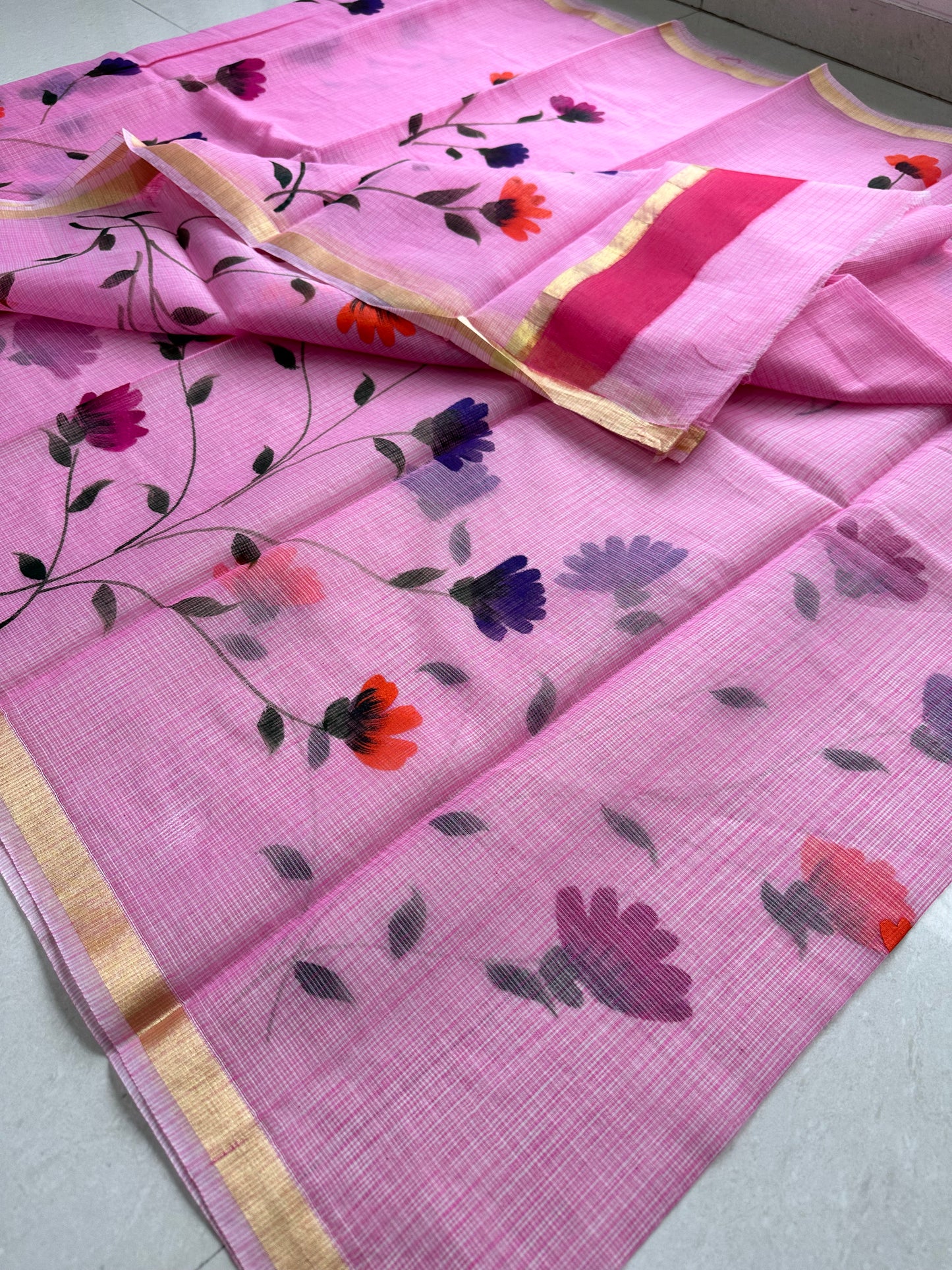 Handpainted Kota Cotton Doria Saree