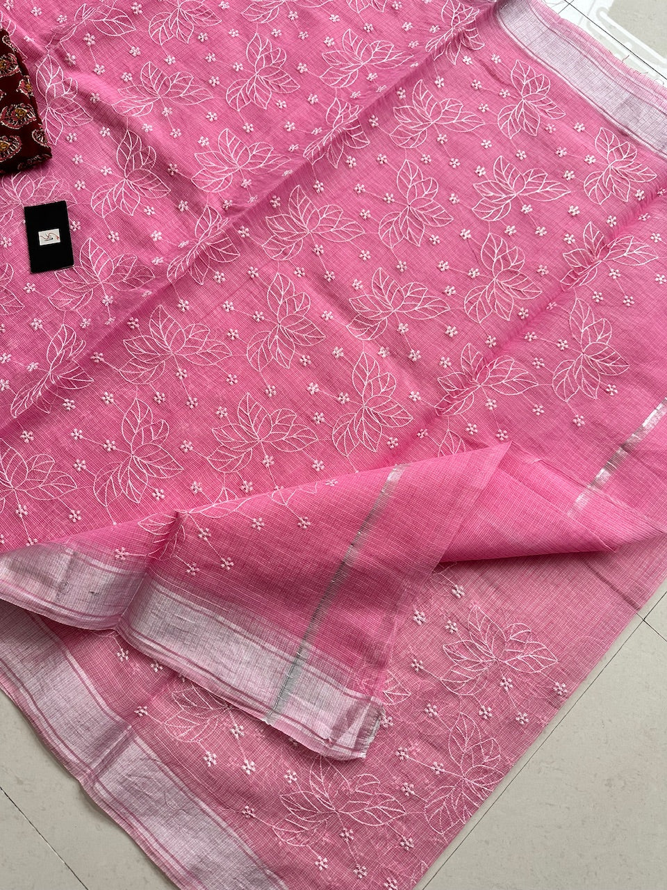 Embroidered Kota Cotton Doria Saree