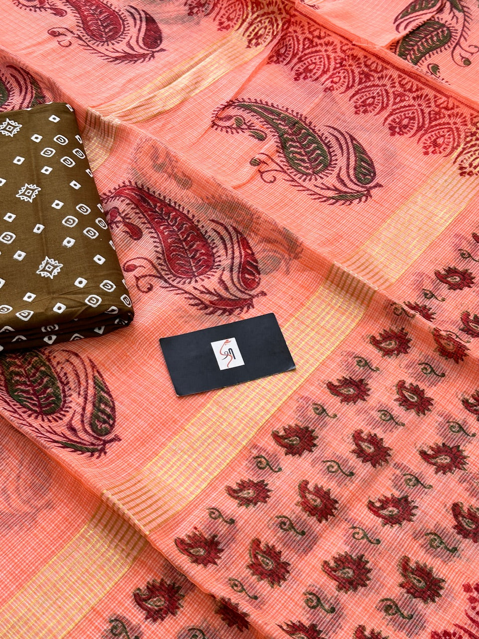 HandBlock Printed Kota Cotton Doria Saree