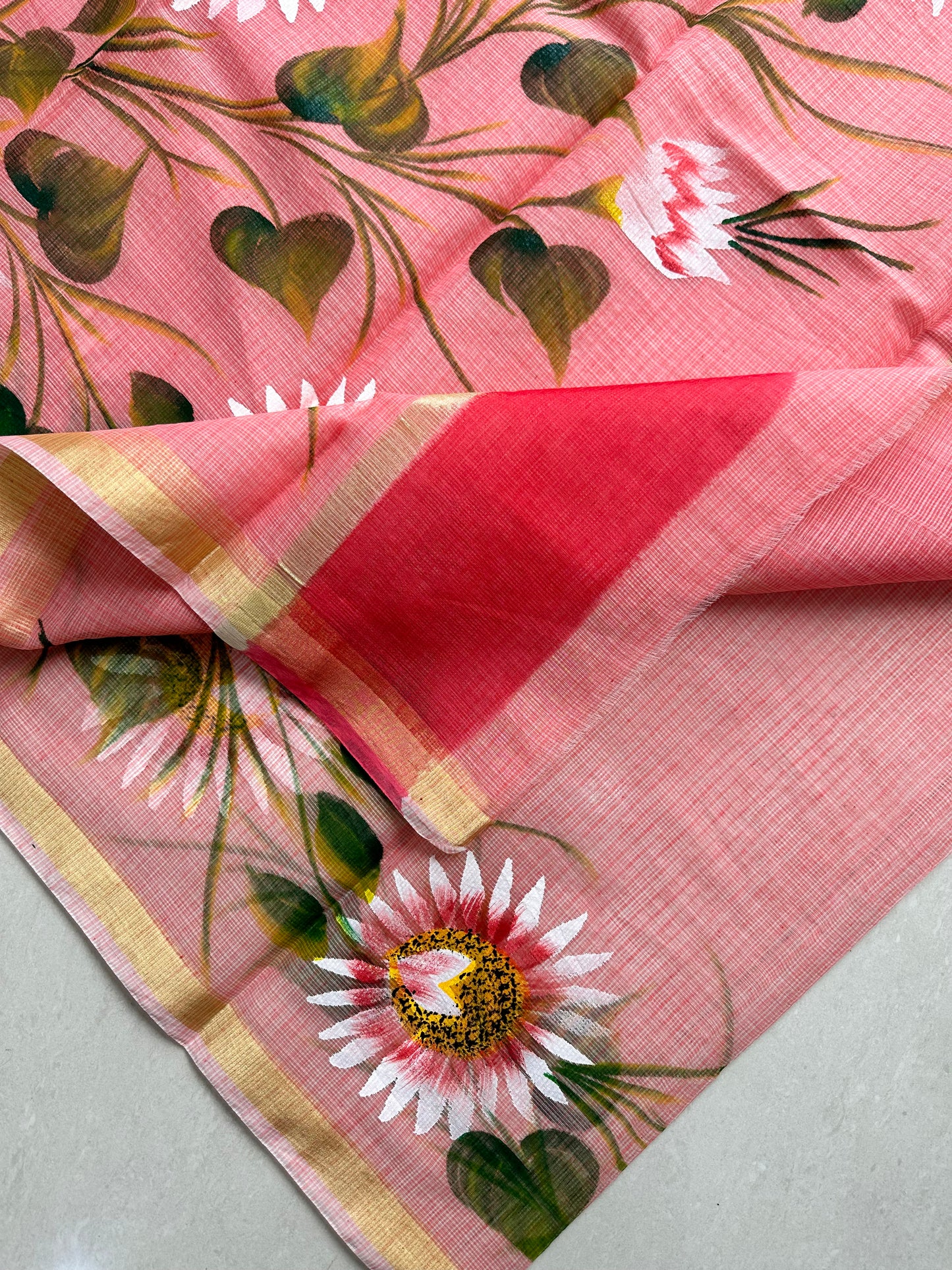 Handpainted Kota Cotton Doria Saree