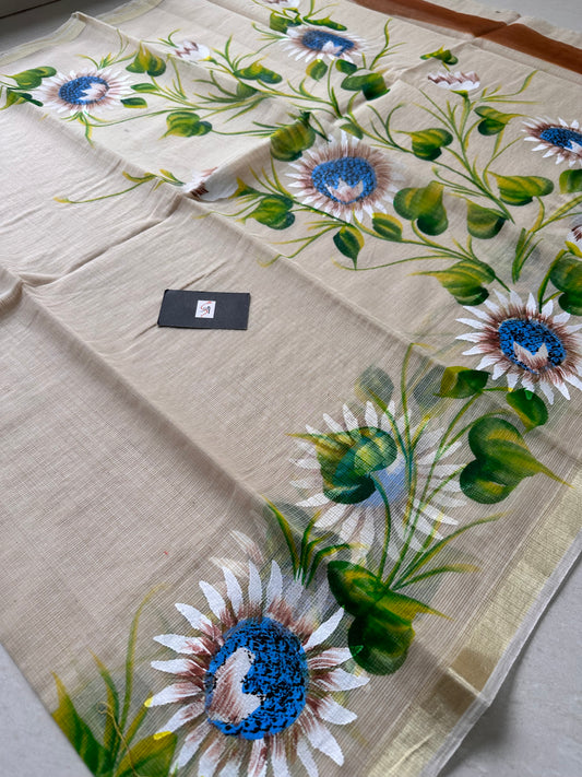 Handpainted Kota Cotton Doria Saree