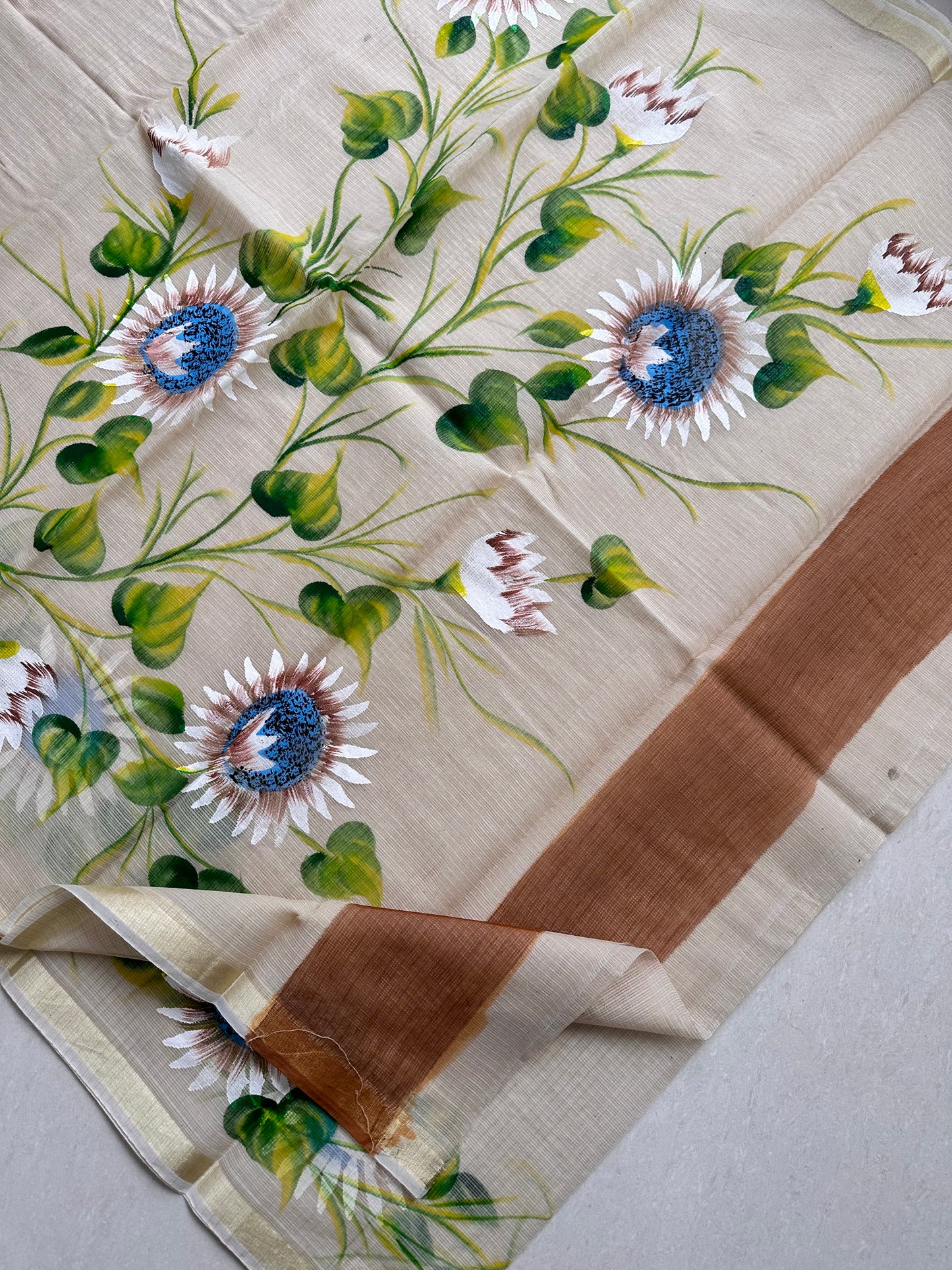 Handpainted Kota Cotton Doria Saree