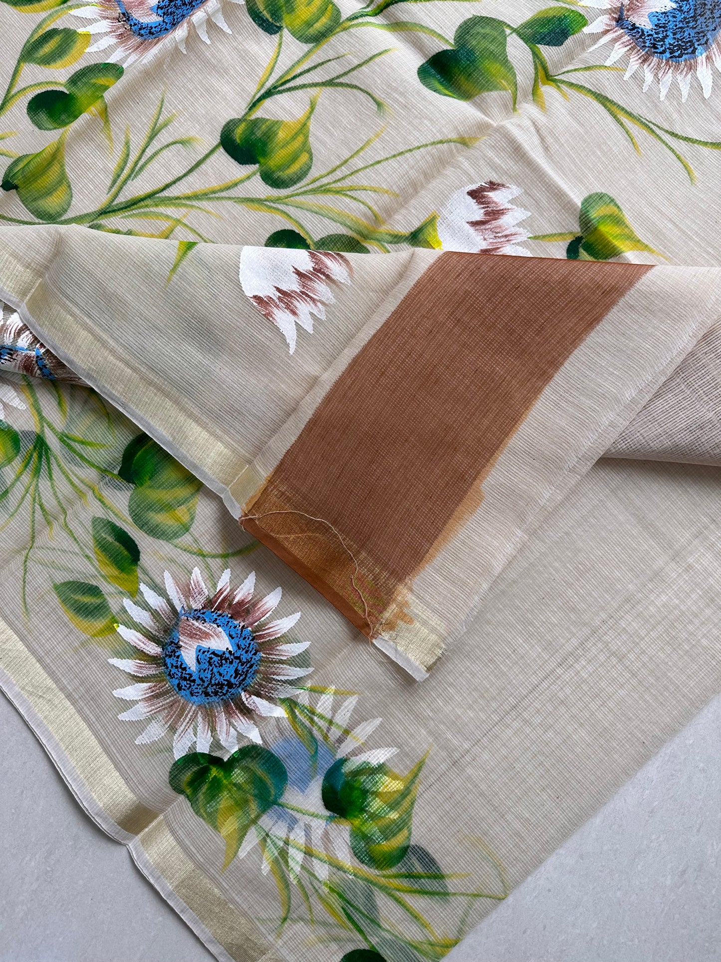 Handpainted Kota Cotton Doria Saree