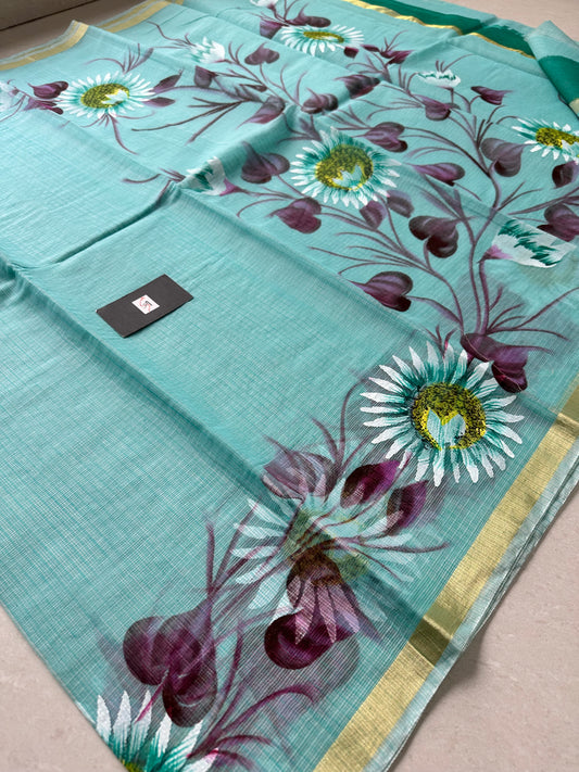 Handpainted Kota Cotton Doria Saree