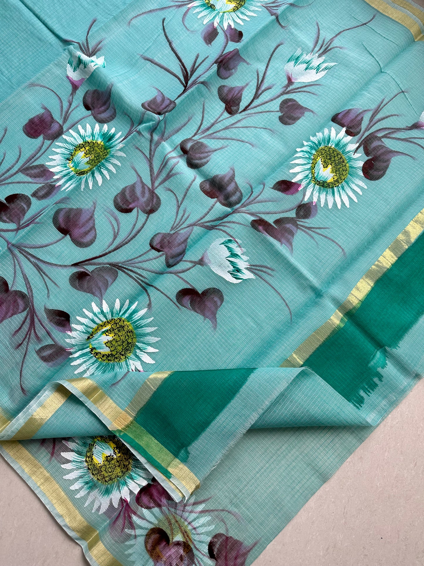 Handpainted Kota Cotton Doria Saree