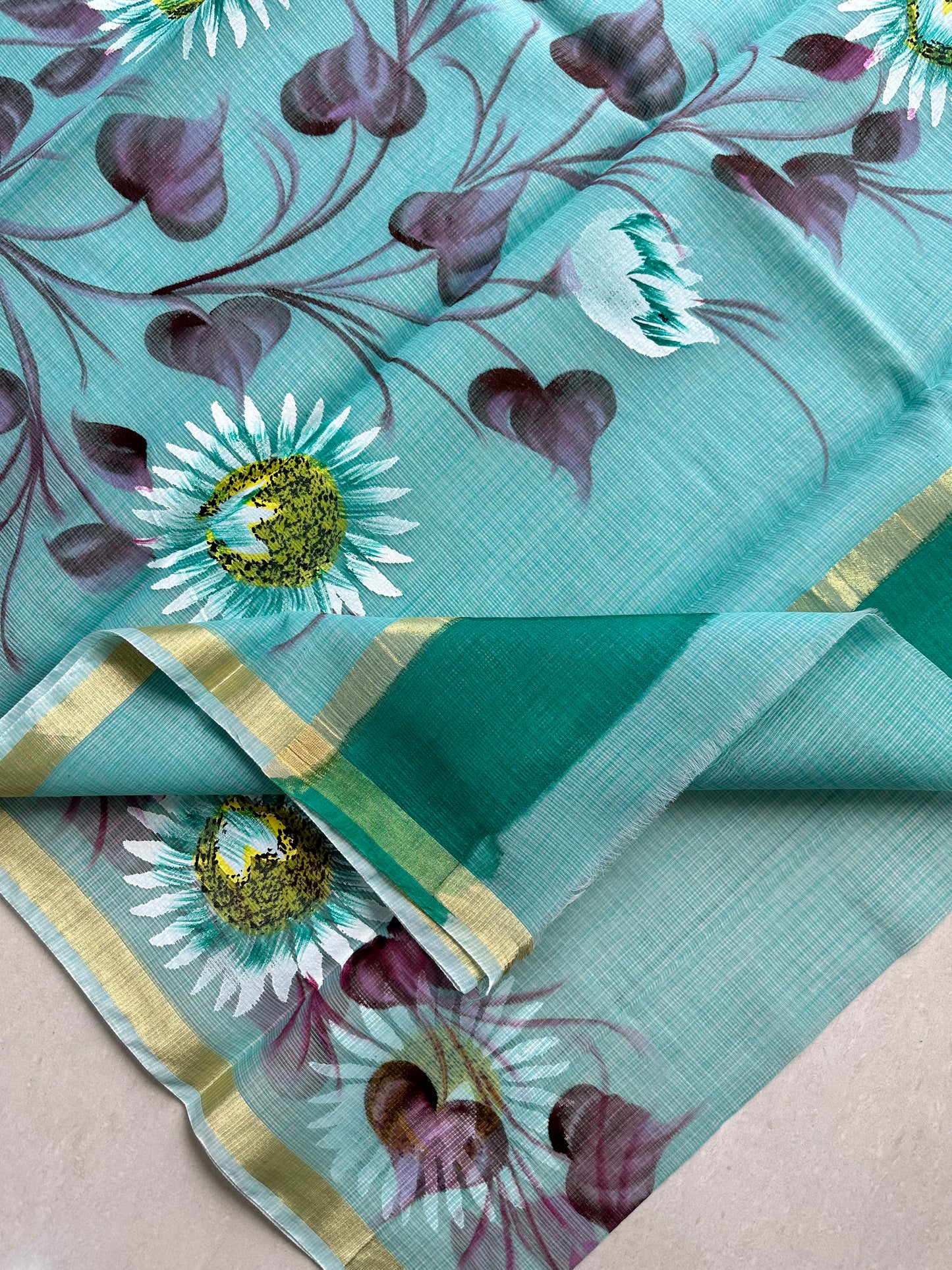 Handpainted Kota Cotton Doria Saree