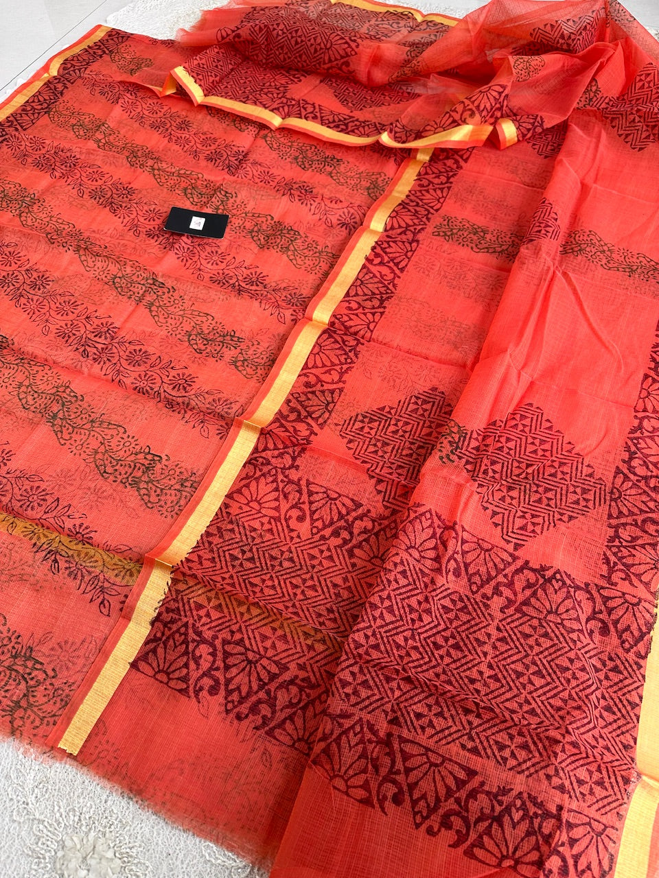 Handblock Printed Kota Cotton Doria Top N Dupatta