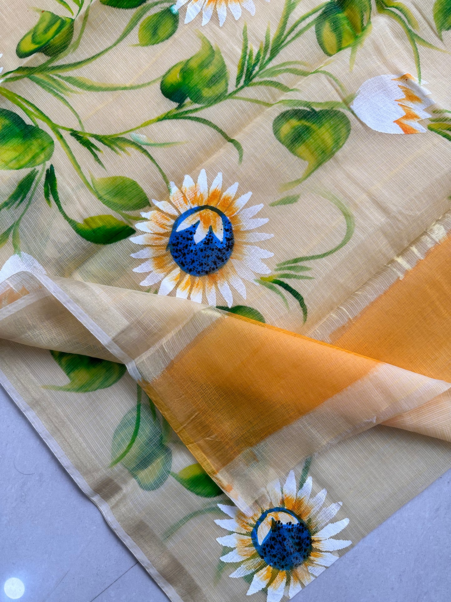 Handpainted Kota Cotton Doria Saree