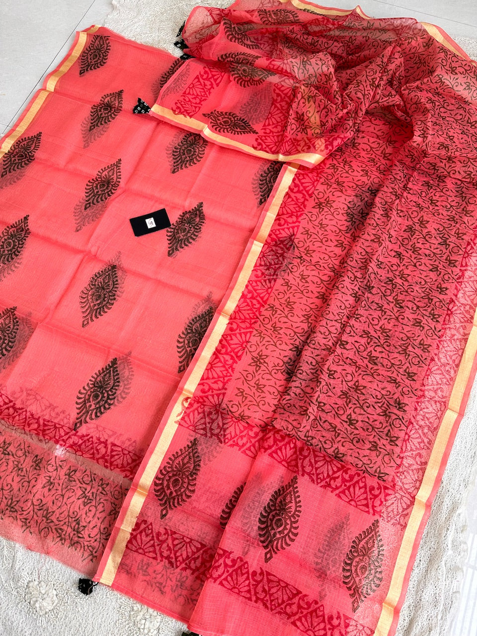 HandBlock Printed Kota Cotton Doria Top N Dupatta