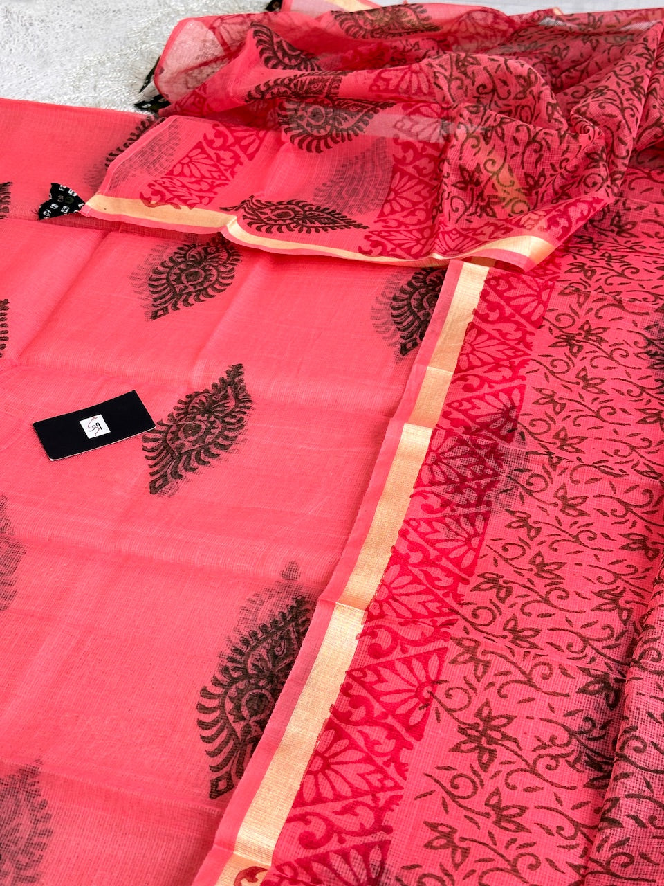 HandBlock Printed Kota Cotton Doria Top N Dupatta